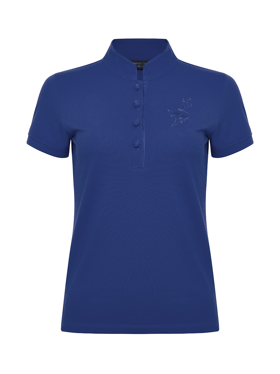 Shanghai Tang Tonal Bird Embroidery Slim Fit Women's Polo Shirt